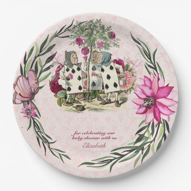 Alice In Wonderland Mad Hatters Tea Party Custom Paper Plate (Front)
