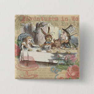 Alice in Wonderland Mad Tea Party 15 Cm Square Badge