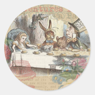Alice in Wonderland Mad Tea Party Art Classic Round Sticker