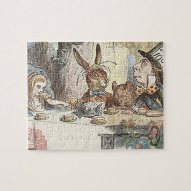 Alice in Wonderland Mad Tea Party Art Jigsaw Puzzle (Horizontal)