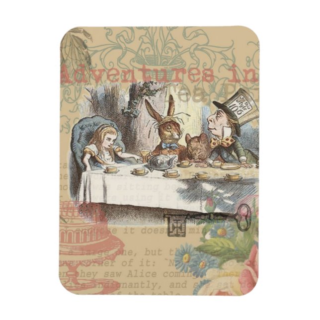 Alice in Wonderland Mad Tea Party Art Magnet (Vertical)