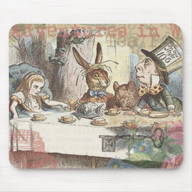 Alice in Wonderland Mad Tea Party Art Mouse Mat (Front)