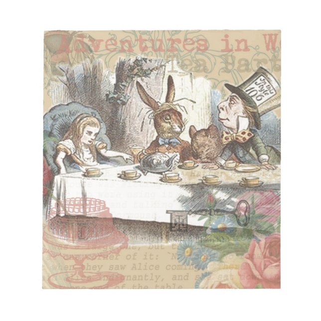 Alice in Wonderland Mad Tea Party Art Notepad (Front)