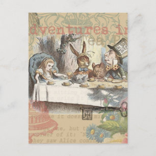 Alice in Wonderland Mad Tea Party Art Postcard