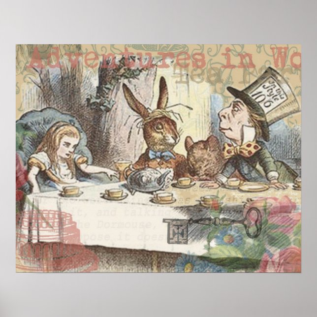 Alice in Wonderland Mad Tea Party Art Poster (Front)