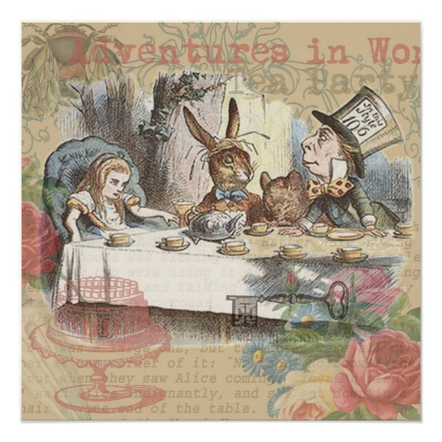 Alice in Wonderland Mad Tea Party Art Poster (Front)