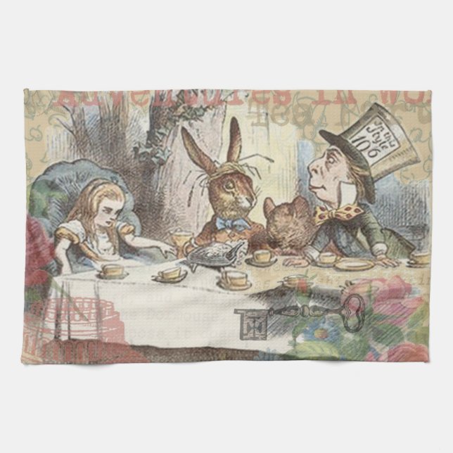 Alice in Wonderland Mad Tea Party Art Tea Towel (Horizontal)