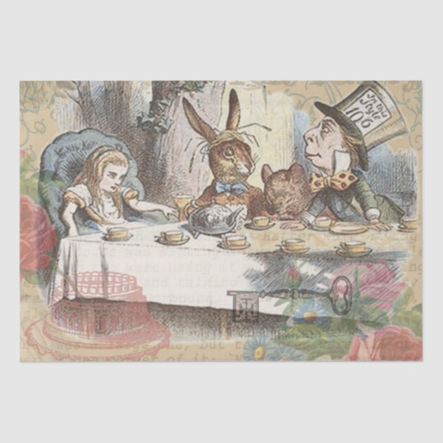 Alice in Wonderland Mad Tea Party Art Tissue Paper (Front)