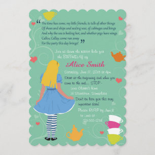 Alice in wonderland mad tea party birthday invites