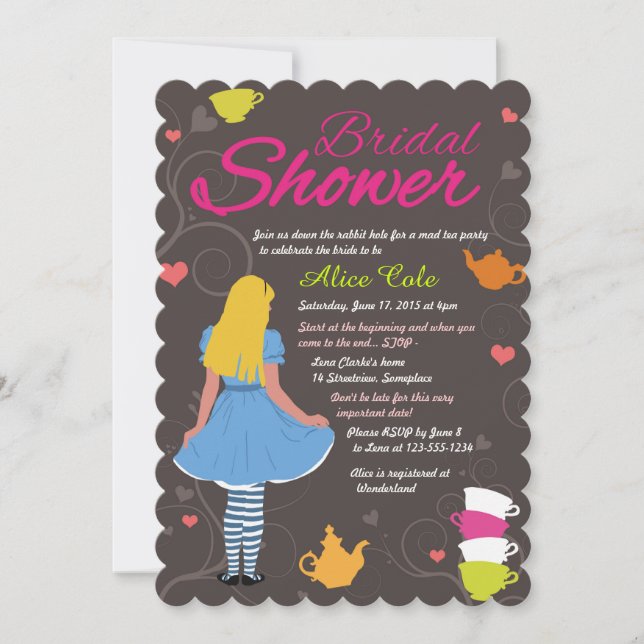 Alice in Wonderland mad tea party bridal shower Invitation (Front)