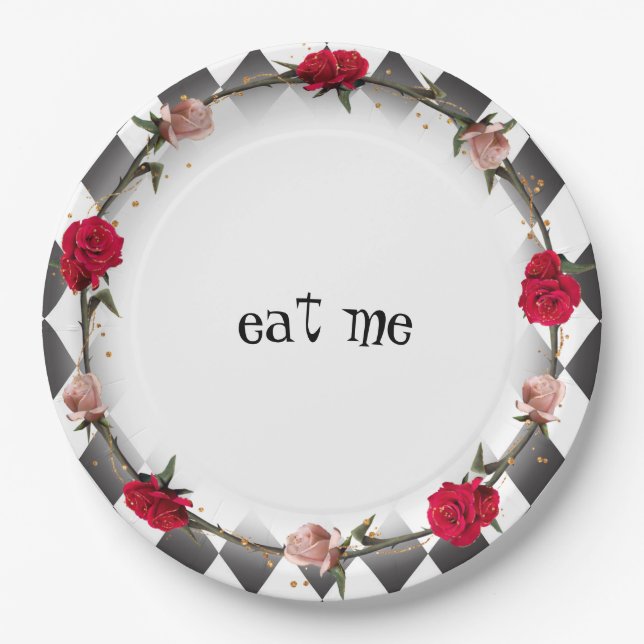 Alice in Wonderland Mad Tea Party Eat Me Paper Plate (Front)