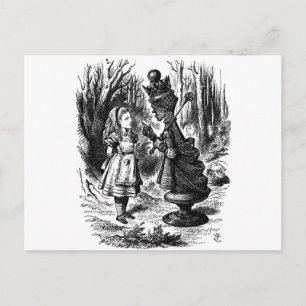 Alice in Wonderland Meets Red Queen Chess Piece Postcard