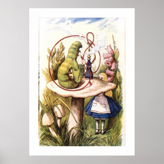 Alice in Wonderland Meets the Caterpillar Vintage Poster (Front)