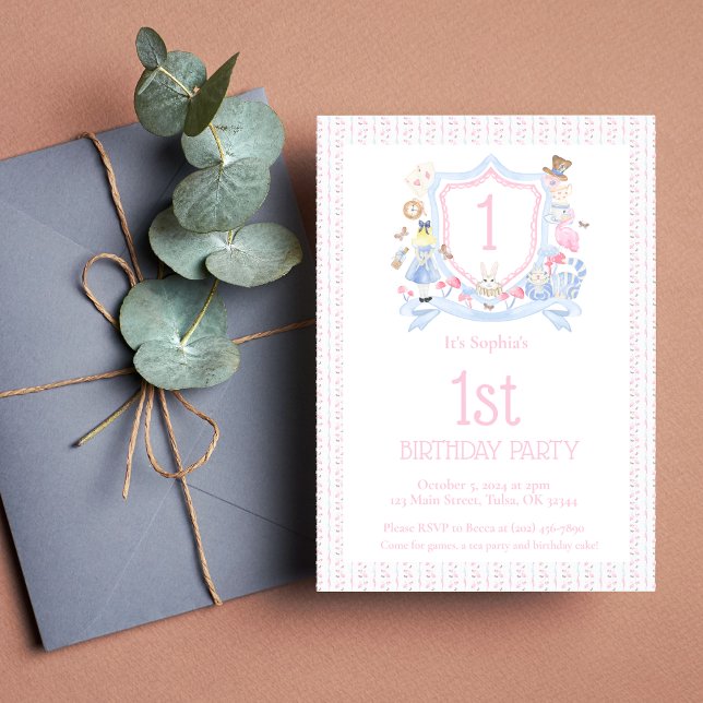 Alice in Wonderland Monogram Crest Invitation (Creator Uploaded)