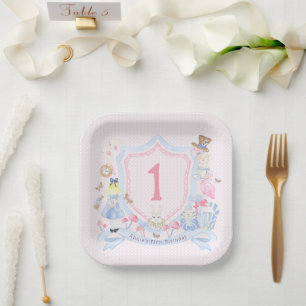 Alice in Wonderland Monogram Paper Plate