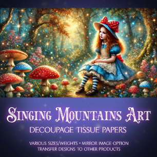 Alice in Wonderland Mushroom Forest Decoupage Tissue Paper