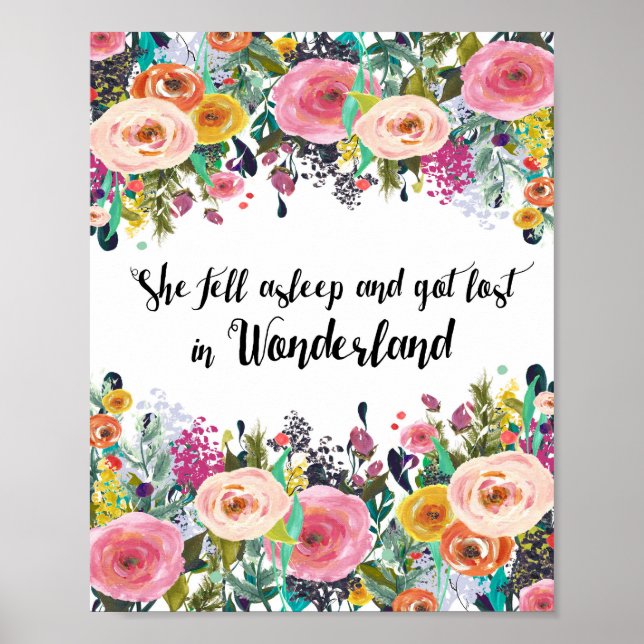 Alice in Wonderland, Nursery Quote Print, Poster (Front)
