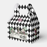 Alice in Wonderland on Black and White Harlequin