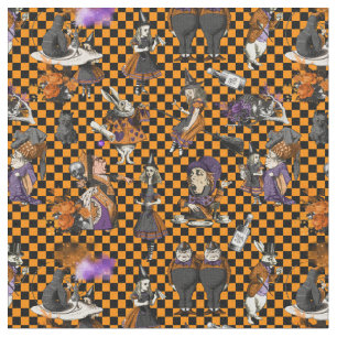 Alice in Wonderland on Halloween in Orange/Black Fabric