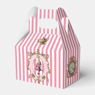 Alice in Wonderland on Pastel Pink/White Striped  Favour Box