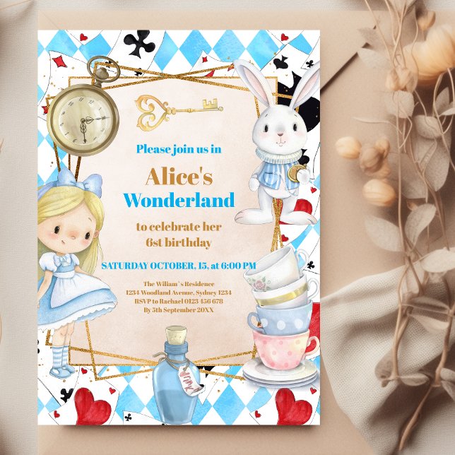  Alice in Wonderland One-derland 1st Birthday Invitation (Creator Uploaded)