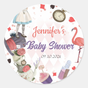 Alice in Wonderland Onederland Baby Shower  Classic Round Sticker