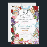 Alice in Wonderland - Onederland First Birthday  I Invitation<br><div class="desc">Don't Be Late! Send this whimsical fairy tale invitation to all your guests and prepare them for the wonderment of your birthday celebration! 
Fully customisable for any age or event,  all text can be edited,  the top text can be colour changed in the design tool.</div>