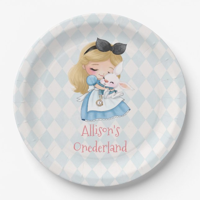 Alice in Wonderland Par-Tea First Birthday Party Paper Plate (Front)