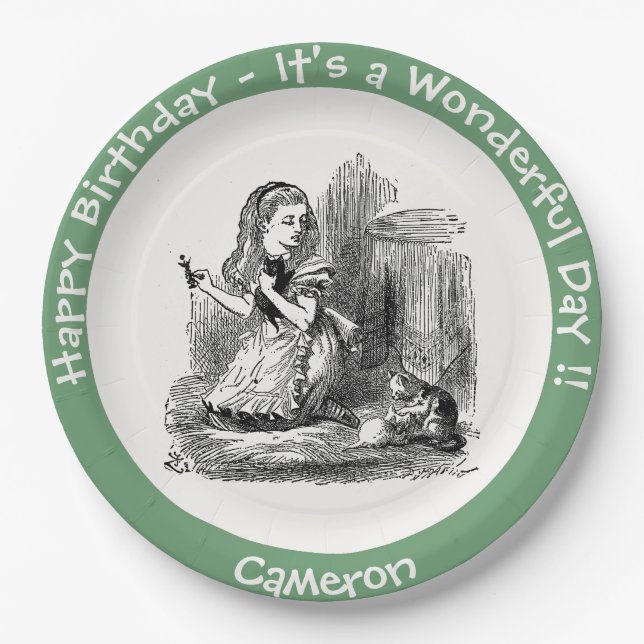 Alice in Wonderland Party - Alice and the Kitten   Paper Plate (Front)