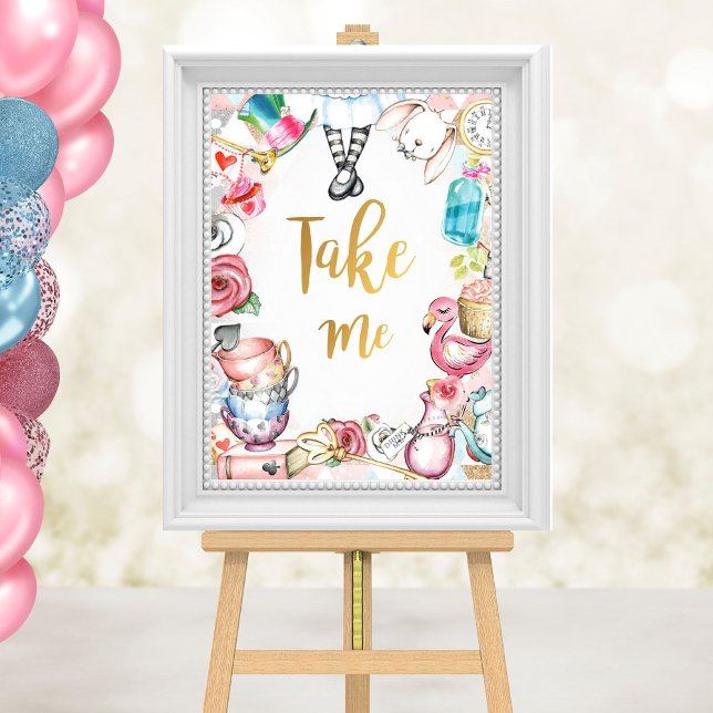 Alice in Wonderland Party Sign, Take Me Table Sign (Creator Uploaded)