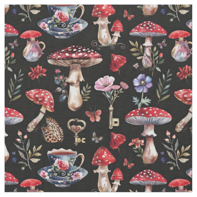 Alice in Wonderland Pattern Fabric (Close Up)