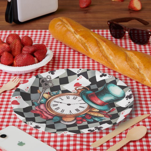Alice in Wonderland Pattern  Paper Plate (Picnic)