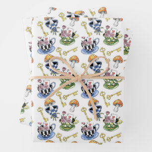 Alice in Wonderland Pattern  Wrapping Paper Sheet