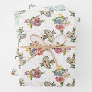 Alice in Wonderland Pattern Wrapping Paper Sheet