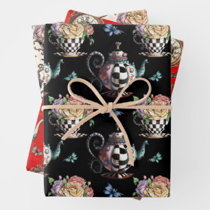 Alice in Wonderland Pattern Wrapping Paper Sheet