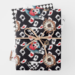 Alice in Wonderland Pattern Wrapping Paper Sheet