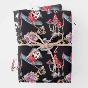 Alice in Wonderland Pattern Wrapping Paper Sheet
