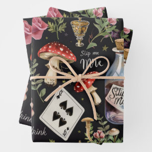 Alice in Wonderland Pattern Wrapping Paper Sheet