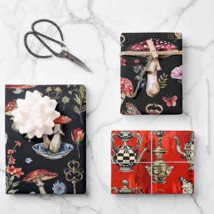 Alice in Wonderland Pattern Wrapping Paper Sheet
