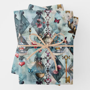 Alice in Wonderland Pattern Wrapping Paper Sheet