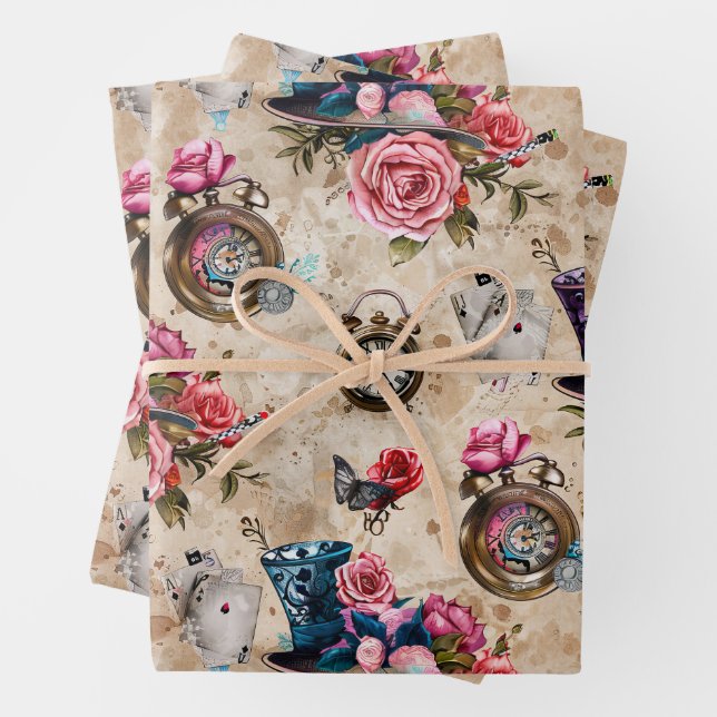 Alice in Wonderland Pattern Wrapping Paper Sheet (In situ)