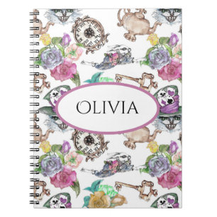 Alice in Wonderland Personalised Customised Name Notebook