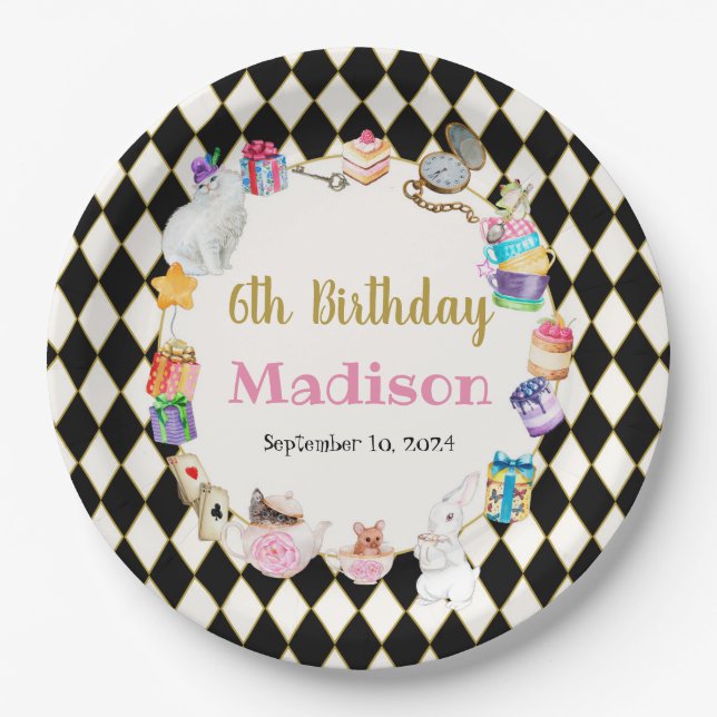 Alice in Wonderland Personalised Paper Plate (Front)