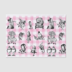 Alice In Wonderland, pink and white gingham Tissue Paper