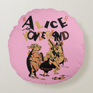 ALICE IN WONDERLAND (PINK BKGRD) ROUND CUSHION