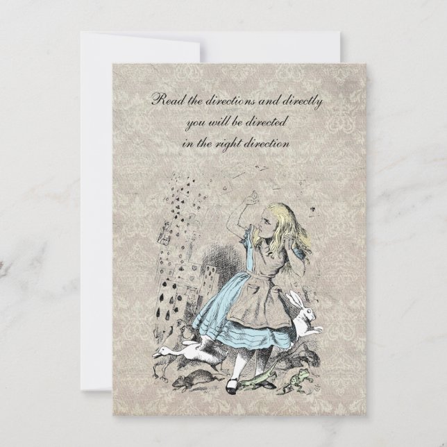 Alice in Wonderland Pink Flamingo Birthday Party Invitation (Front)