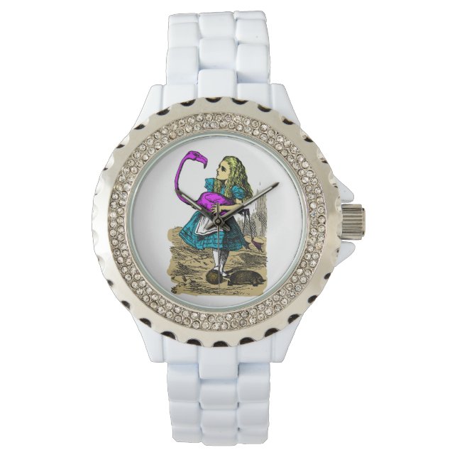 Alice in Wonderland Pink Flamingo Wrist Watch (Front)