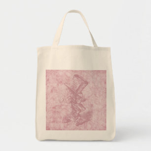 Alice in Wonderland Pink Floral Art Mad Hatter Tote Bag