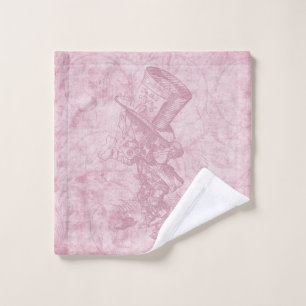 Alice in Wonderland Pink Floral Art Mad Hatter Wash Cloth