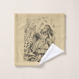 Alice in Wonderland Playing Cards Art Wash Cloth